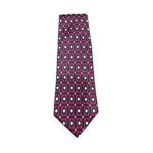 Brooks Brothers Silk Red Navy Geometric Pattern Necktie